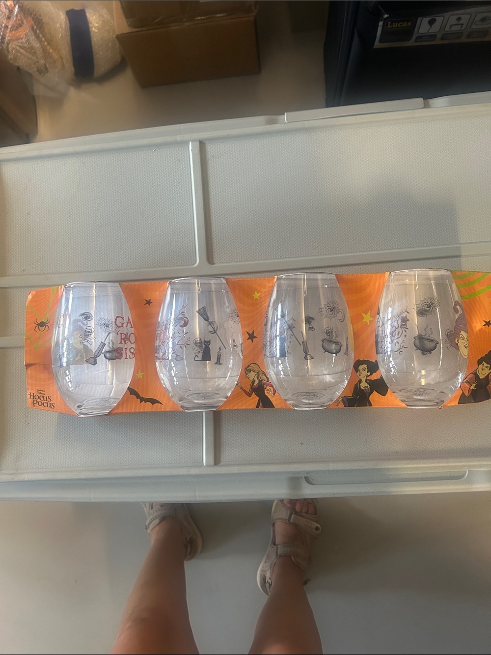 Disney Halloween Orange Stemless Wine Glasses Set